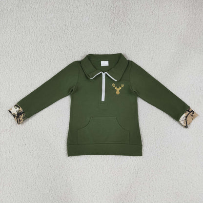 Sibling Baby Girls Deer Ducks Zip Pocket Pullovers Camo Scallop Pant Hunting Clothes Sets
