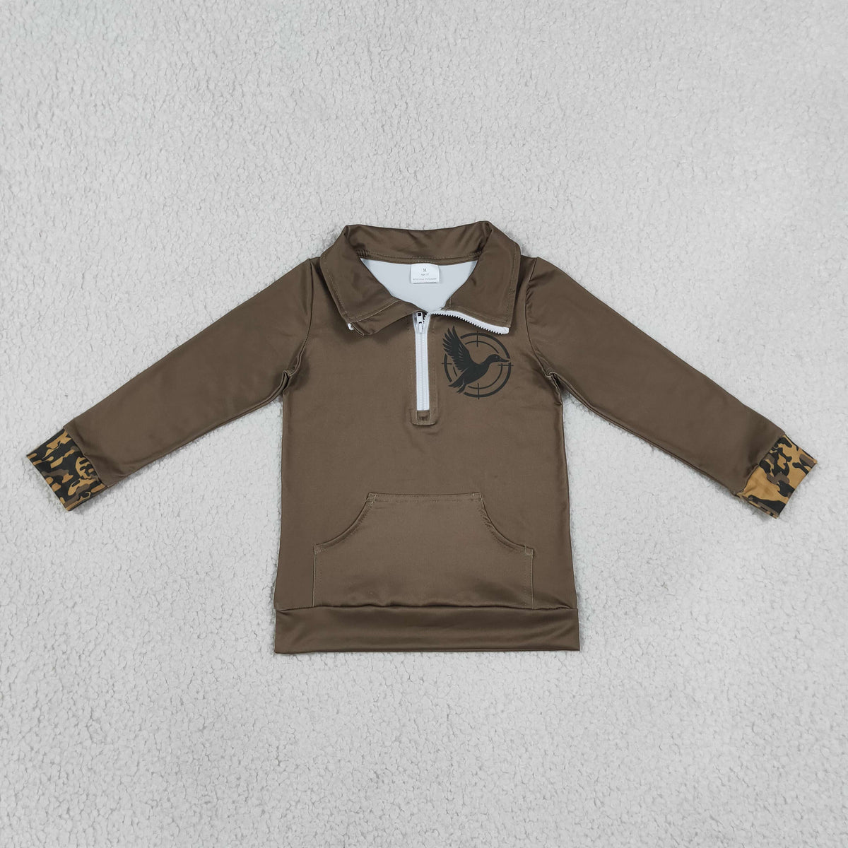 Sibling Baby Girls Deer Ducks Zip Pocket Pullovers Camo Scallop Pant Hunting Clothes Sets