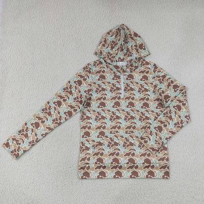 Sibling Adult Women Long Sleeve Southern Camo Zip Pocket Hoodies Tops