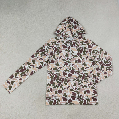 Sibling Adult Women Long Sleeve Southern Camo Zip Pocket Hoodies Tops