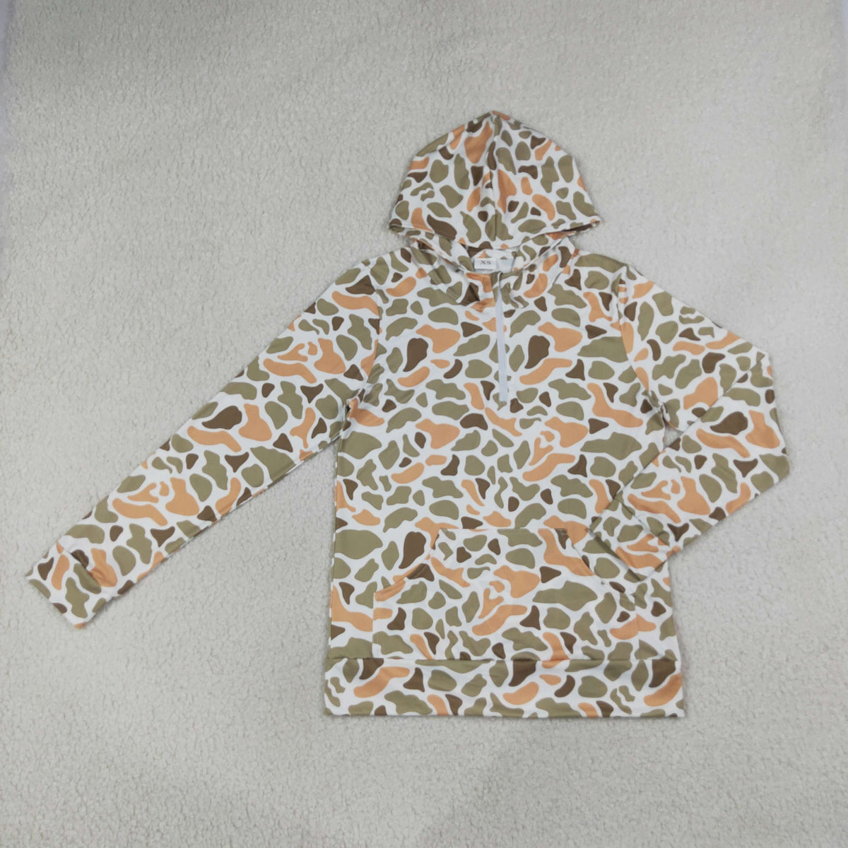 Mama and Me Boys Long Sleeve Yellow Camo Zip Pocket Hoodies Top