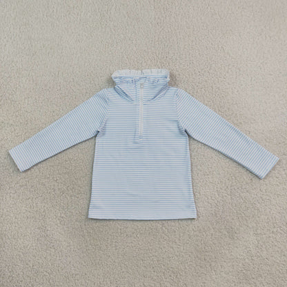 Siblings Baby Kids Long Sleeves Light Blue Stripe Zip Pullovers Top