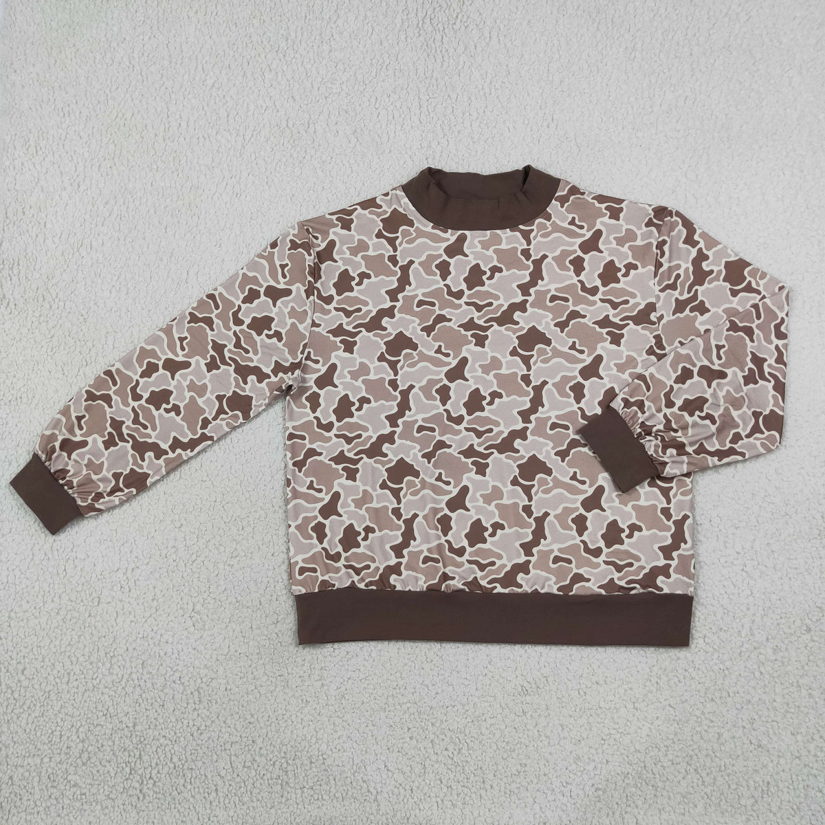 Mama and Me Girls Long Sleeves Khaki Brown Camo Choker T-shirt Top Rompers