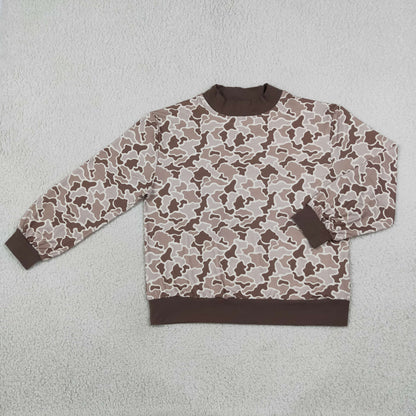 Mama and Me Girls Long Sleeves Khaki Brown Camo Choker T-shirt Top Rompers