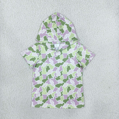 Sibling Baby Boys Girls Short Sleeve Southern Easter Rabbits Camo Hoodies Top