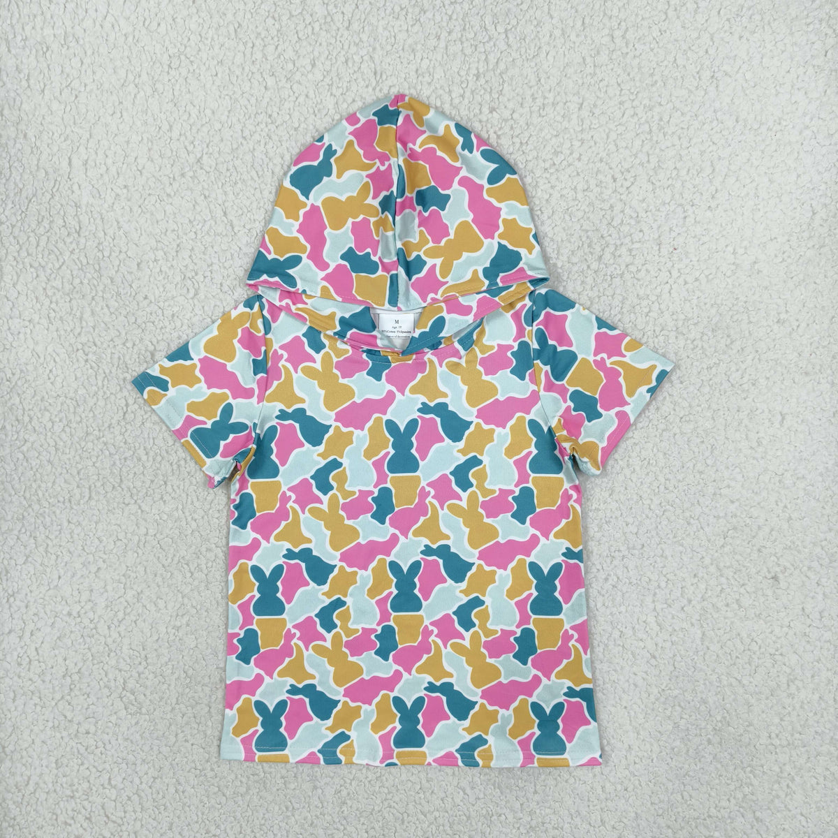 Sibling Baby Boys Girls Short Sleeve Southern Easter Rabbits Camo Hoodies Top