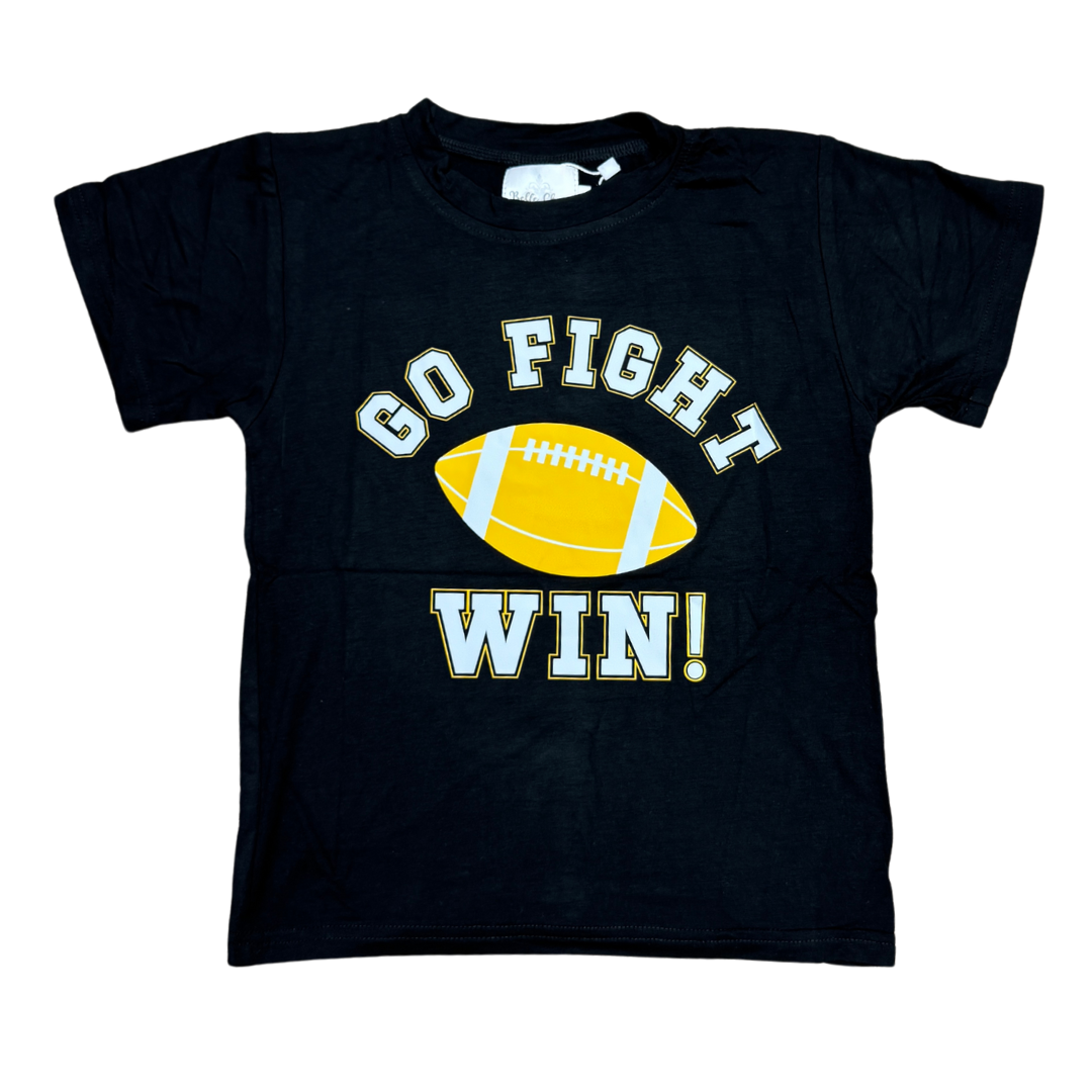Kids' Go, Fight, Win Shirt - Black and Yellow