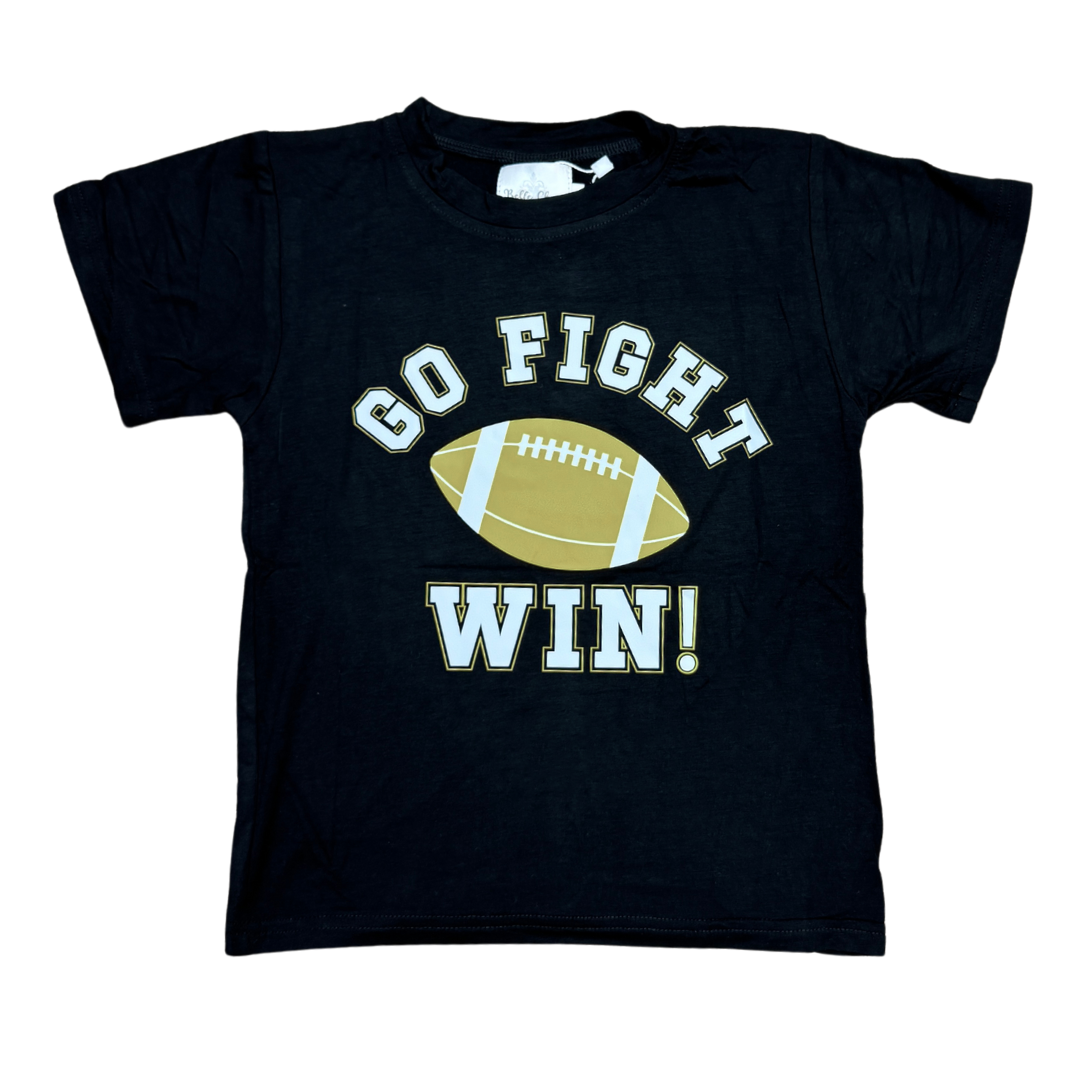 Kids' Go, Fight, Win Shirt - Black and Gold