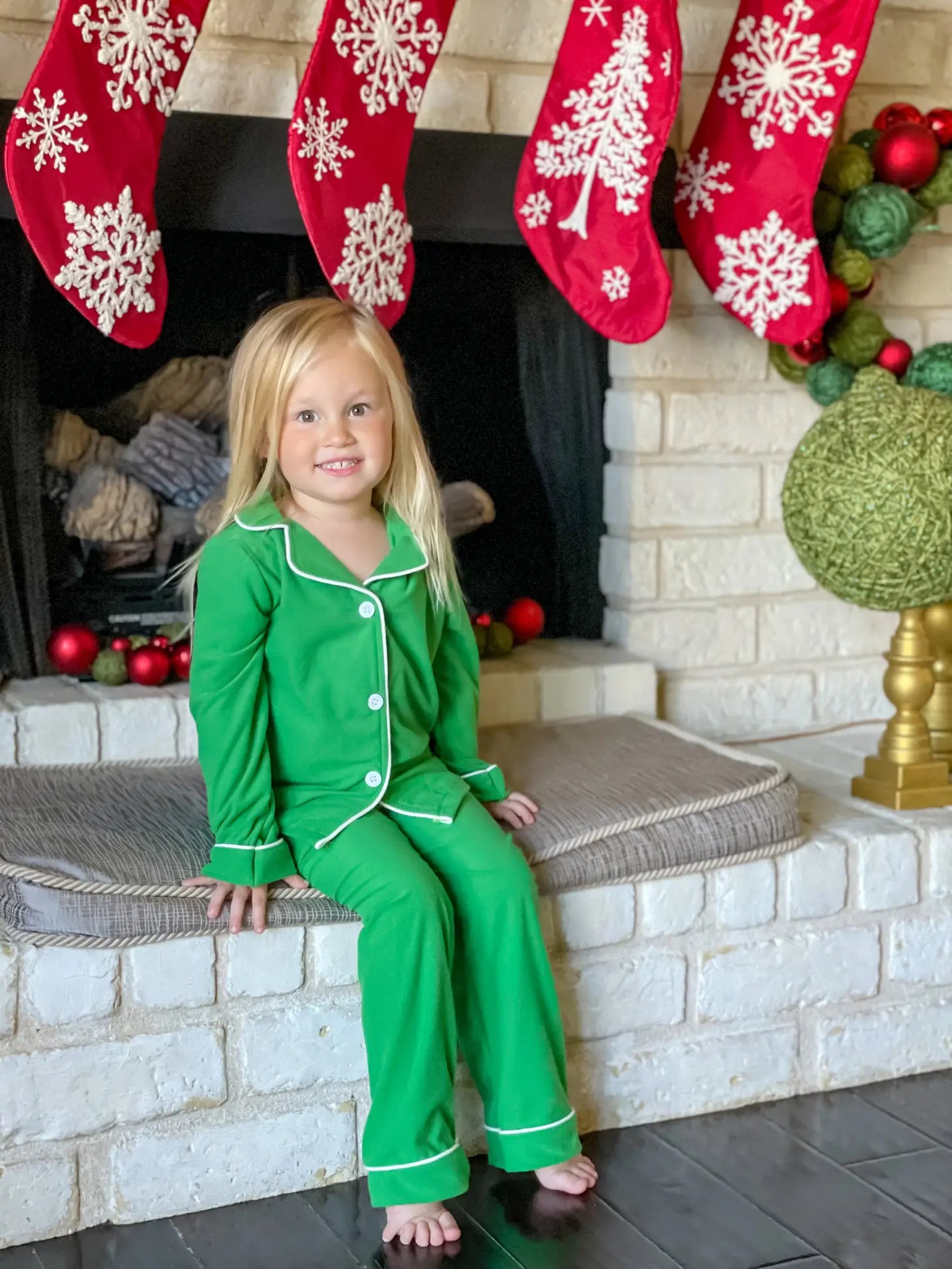 Green Button Down Pajamas - Cajun Cuties & Co