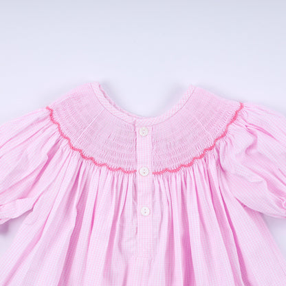 Pink christmas tree hand smocked ruffle pants set