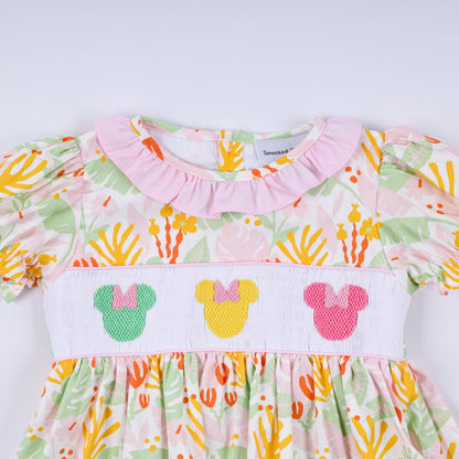 Sweet island character hand smocked ruffle pants set