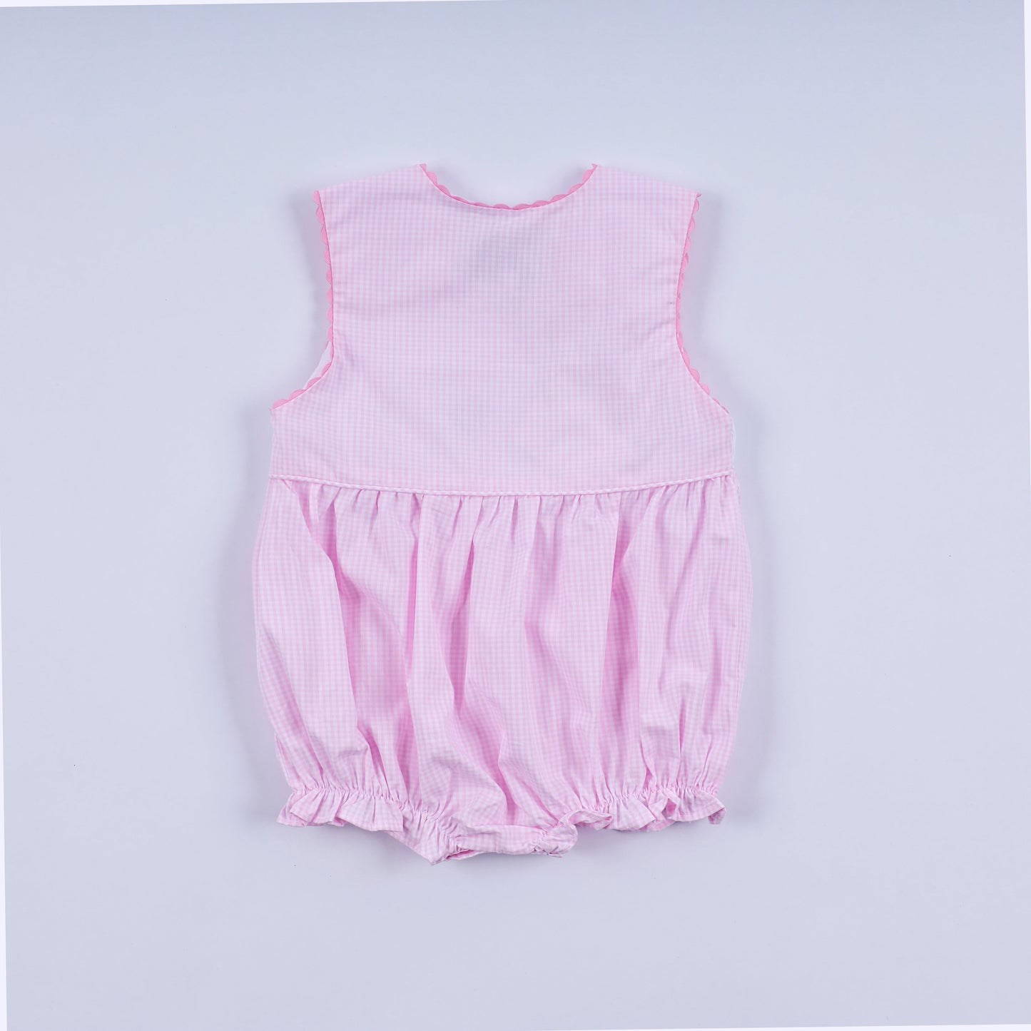 Pink princess hand smocked plaid bubble