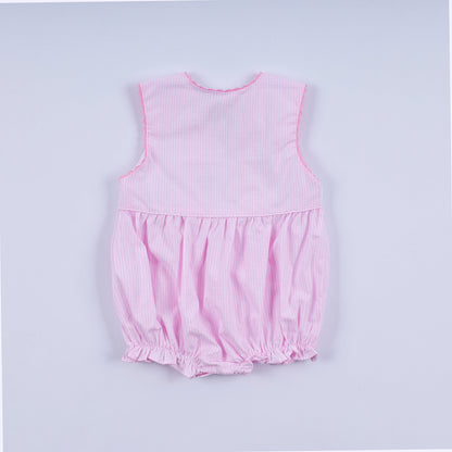 Pink princess hand smocked plaid bubble