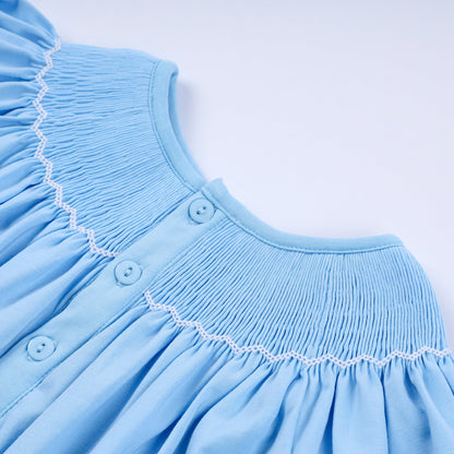 Blue nativity hand smocked bloomer set