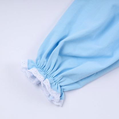 Blue nativity hand smocked ruffle pants set