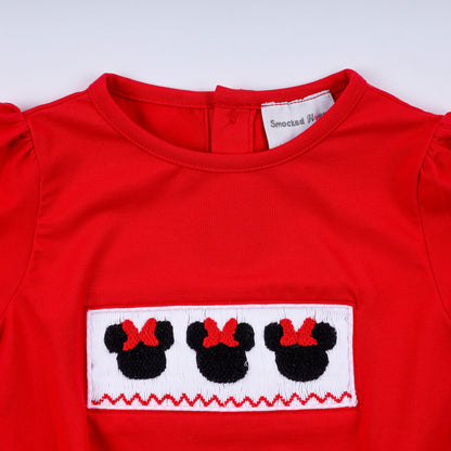 Red character hand smocked bubble