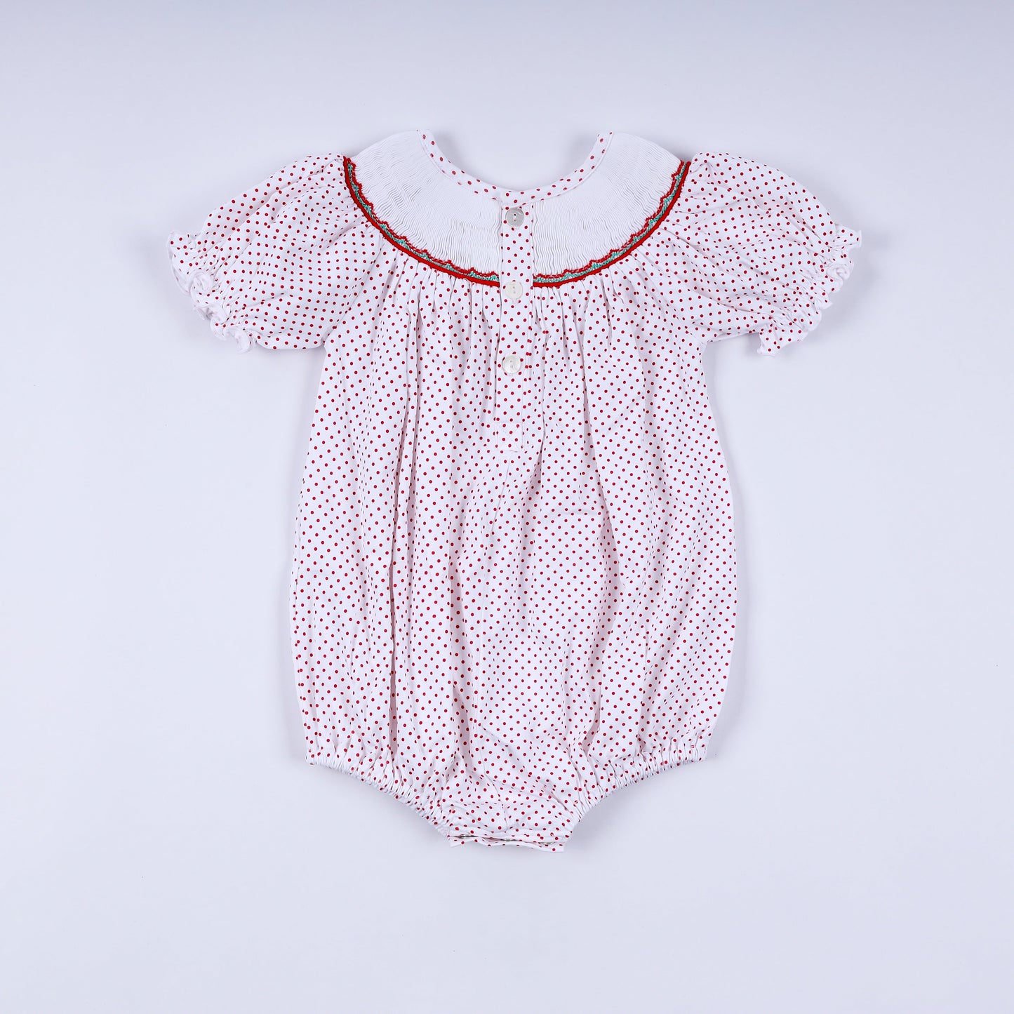 Red gingerbread hand smocked bubble