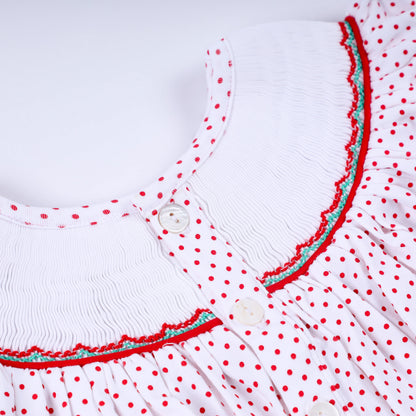 Red gingerbread hand smocked bubble