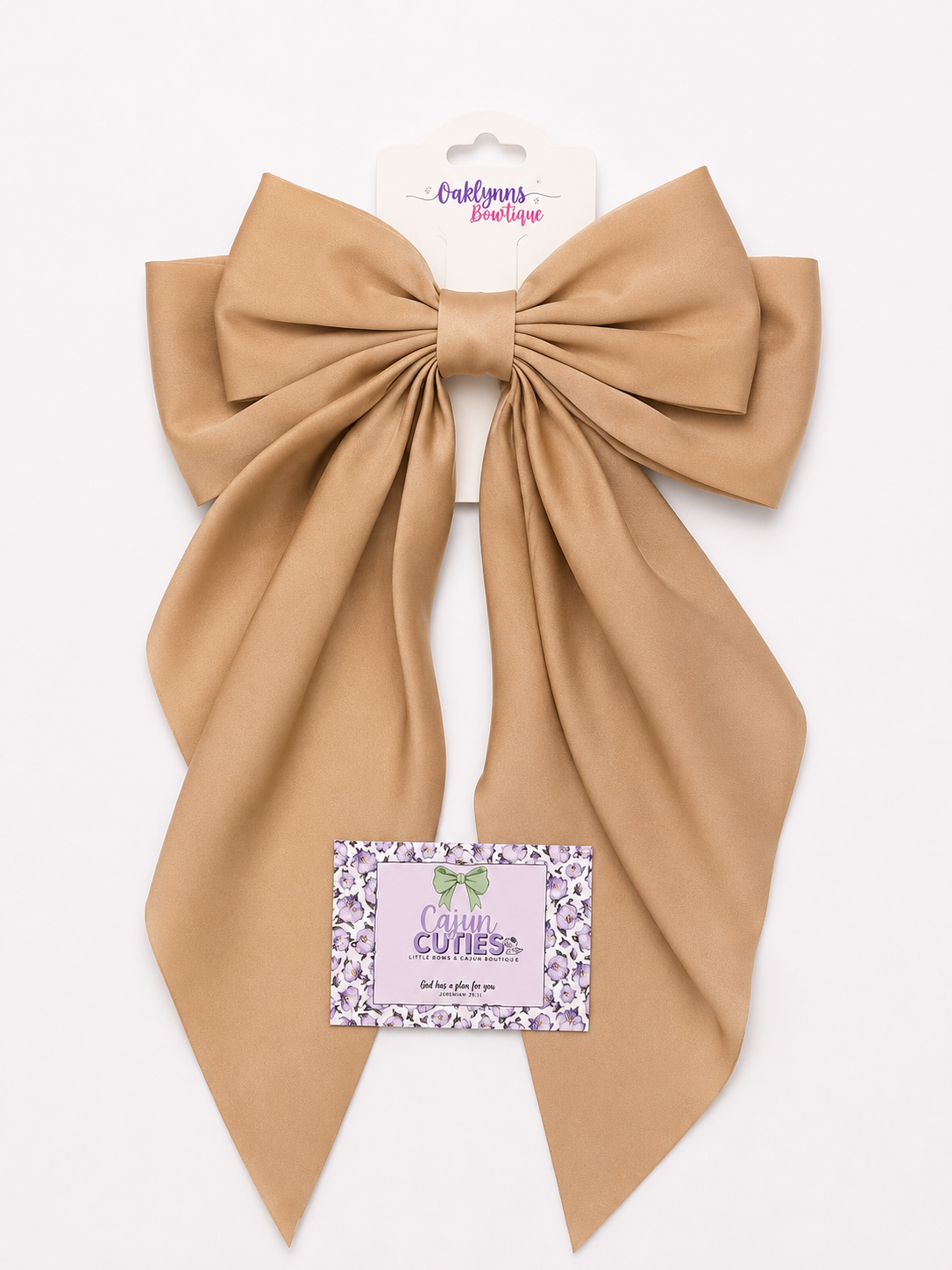 Boutique Hair Bow Tan