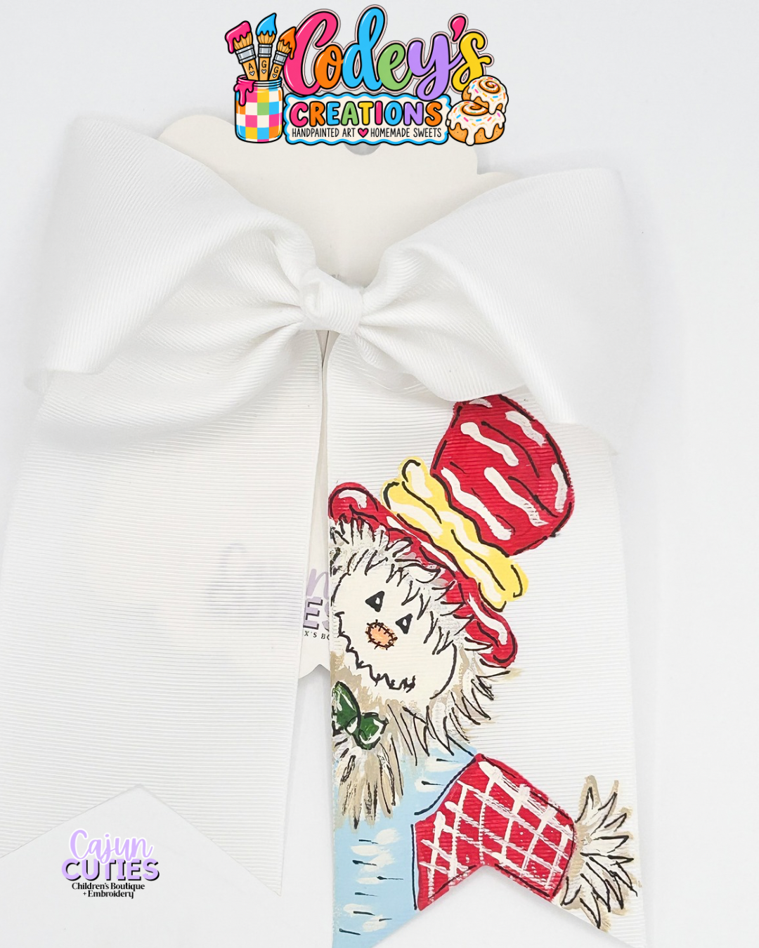 Scarecrow Sweetheart Bow Hand Painted