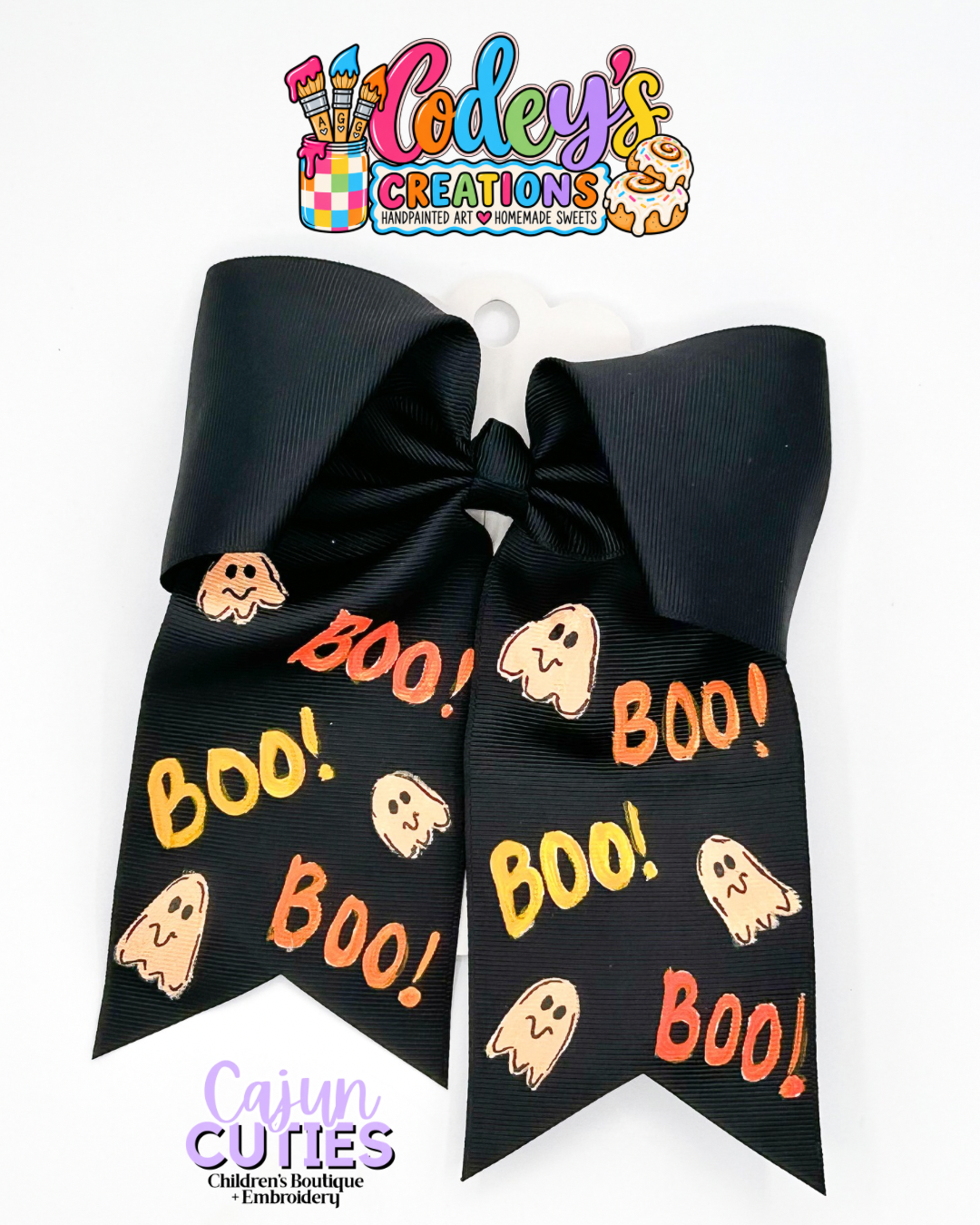 Hey Boo! Bow Hand painted Bow