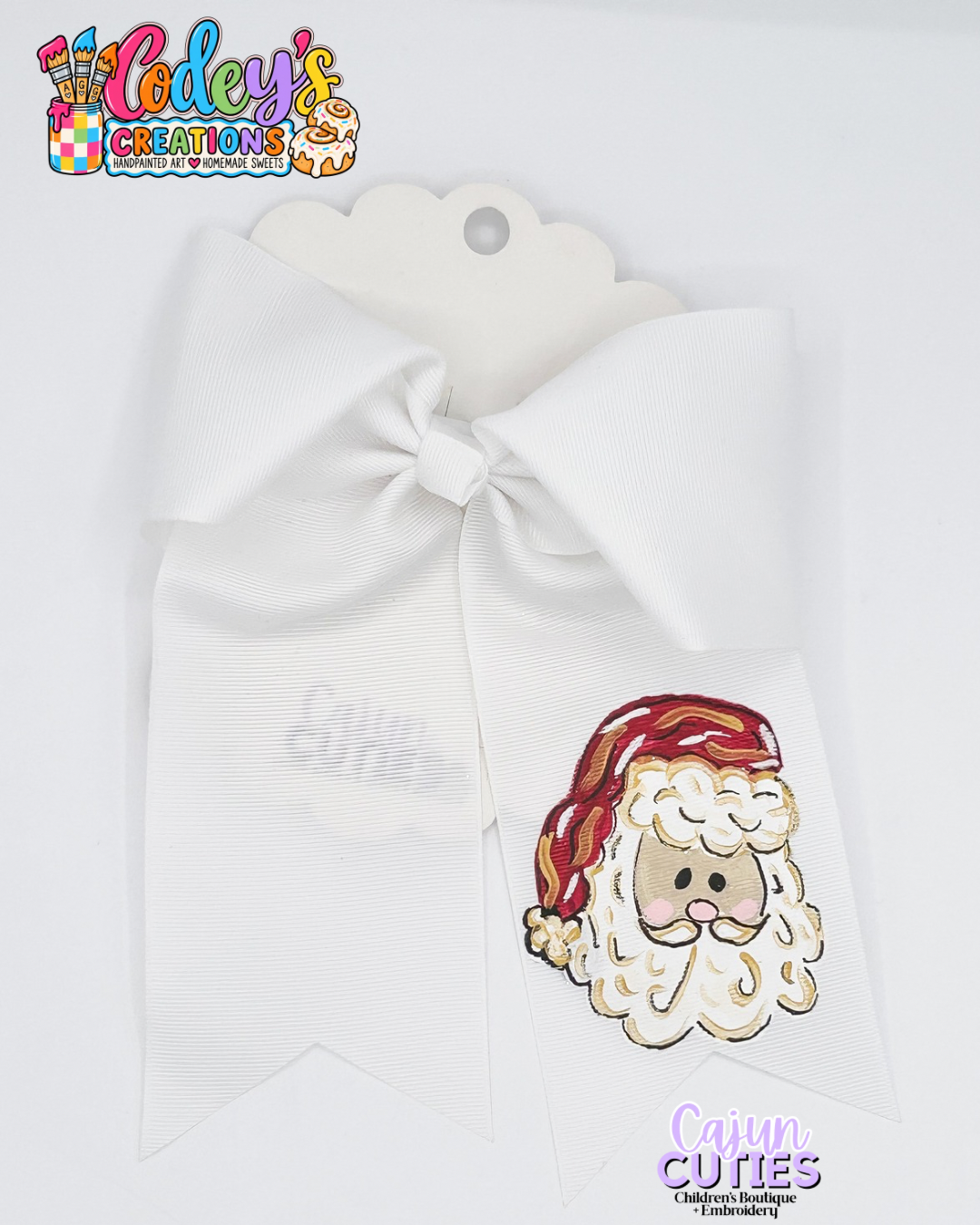 Jolly Old St. Nick Hand-Painted Bow