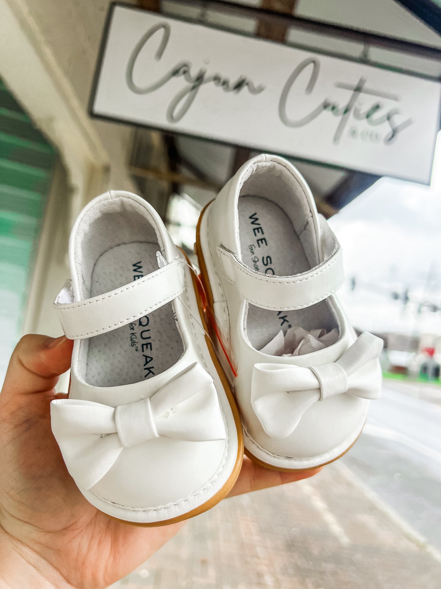 White Bow Mary Jane Toddler Shoes with adjustable straps and comfortable fit