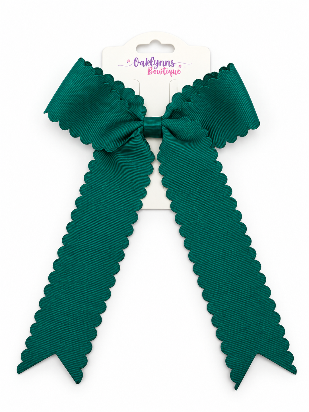 Scalloped Hair Bow green/blue bow