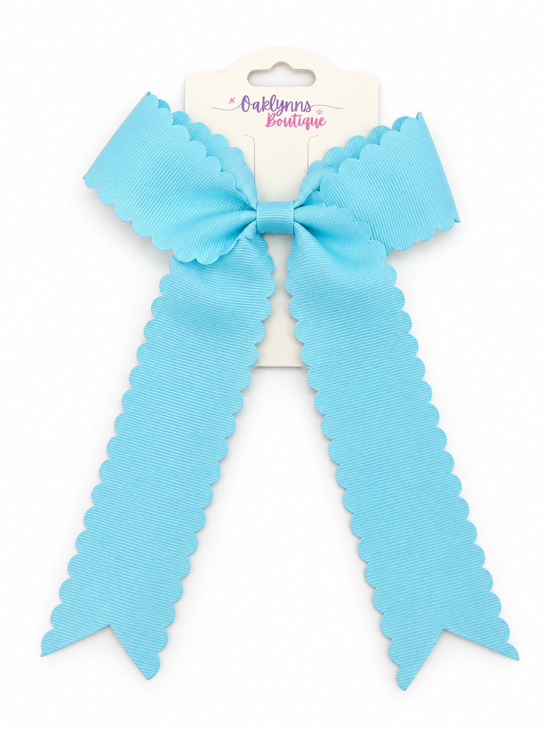 Scalloped Hair Bow sky blue