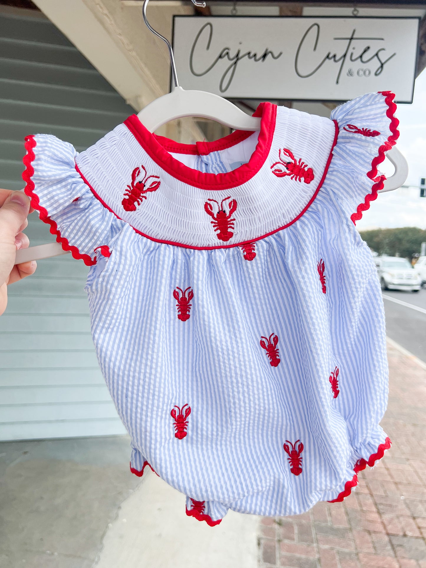 Seersucker Crawfish Outfit - Cajun Cuties & Co