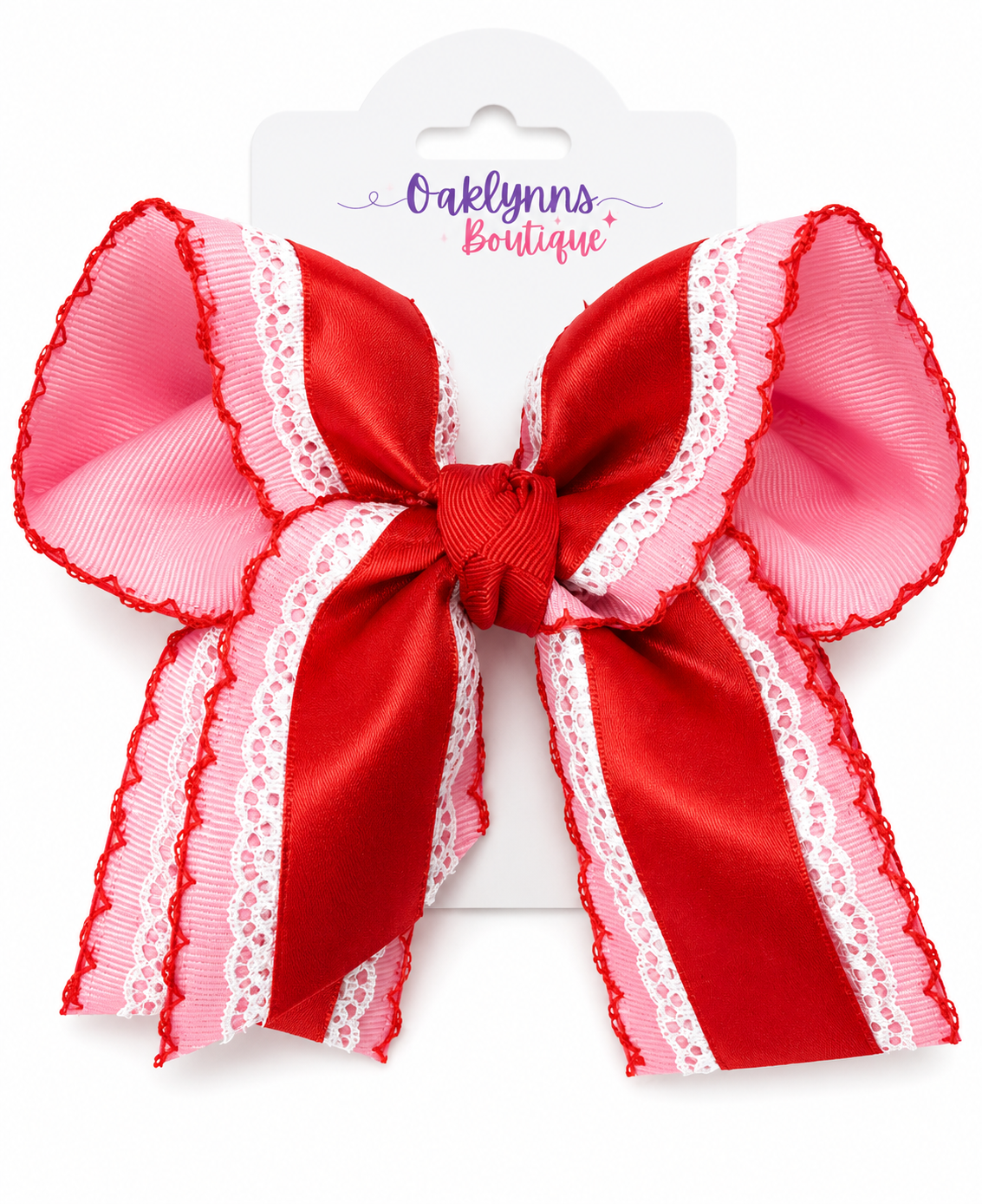 Pink Red Lace Bow