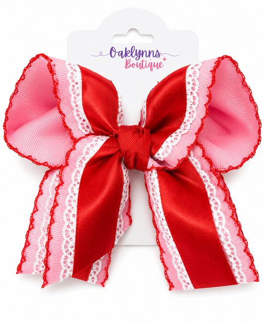 Pink Red Lace Bow