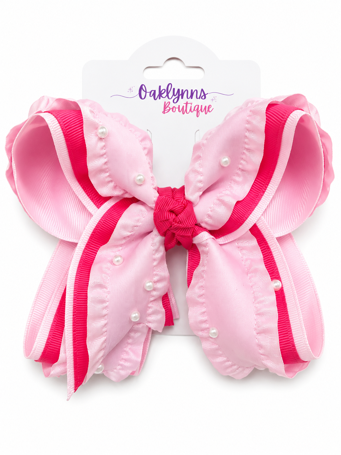Two shade Pink with Pearls Bow