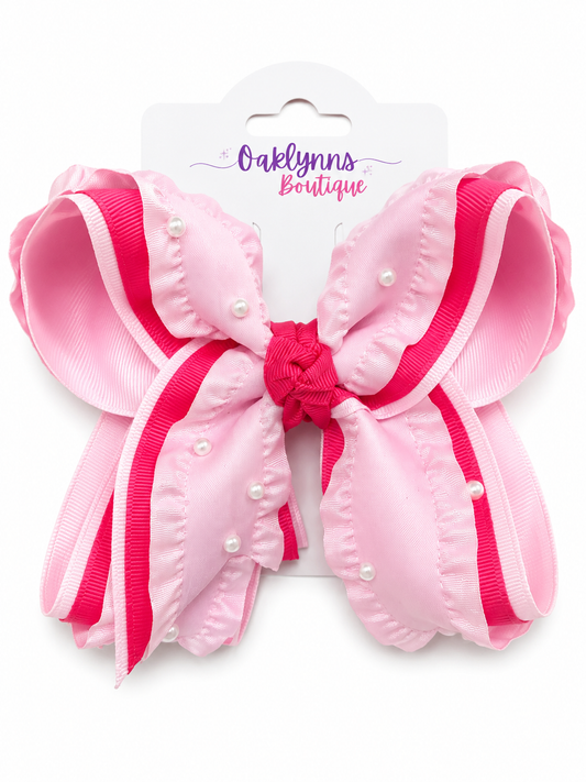 Two shade Pink with Pearls Bow
