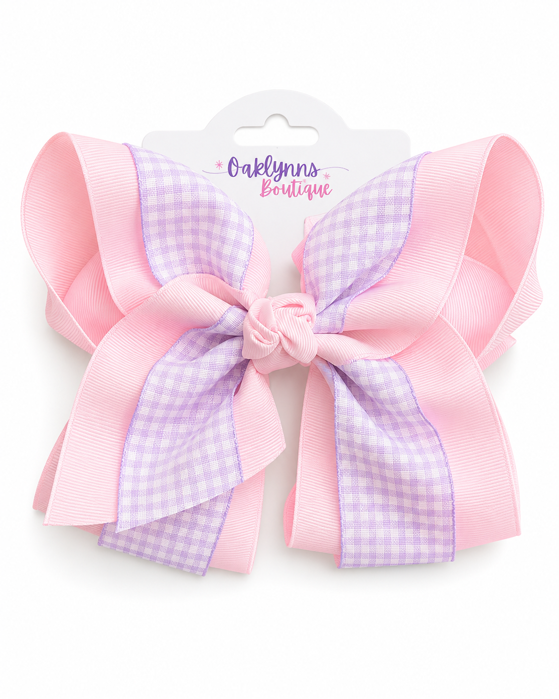 Pink Purple gingham Bow