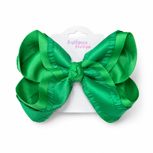 Green Boutique Hair Bow Ruffle