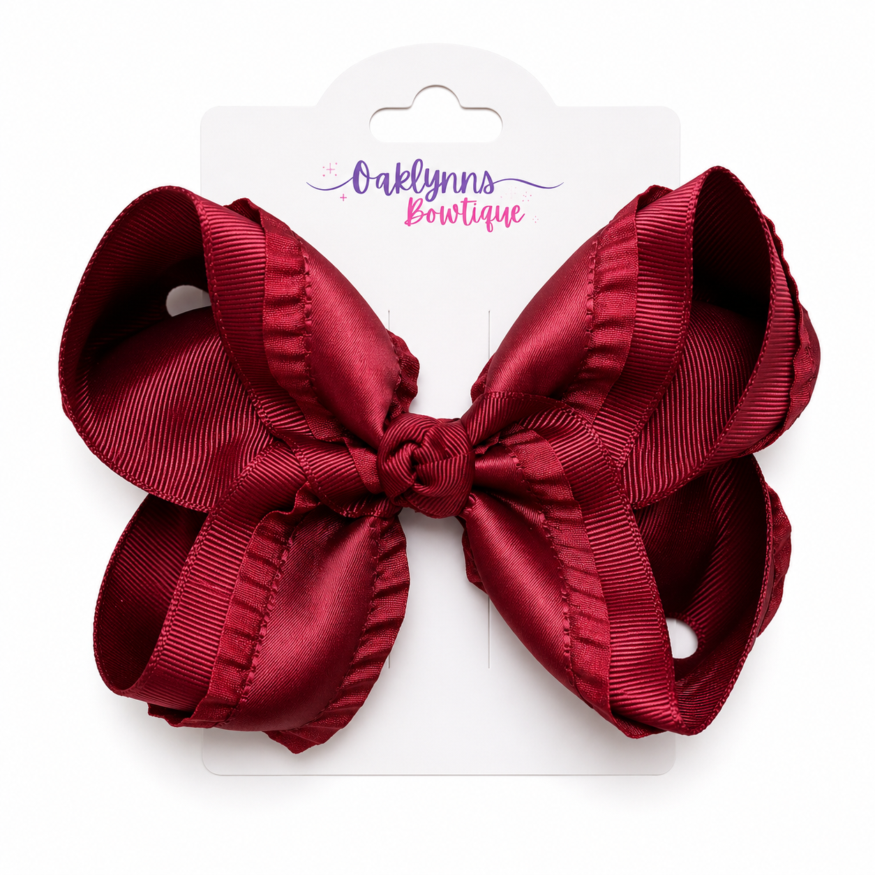 Burgundy Boutique Hair Bow Ruffle