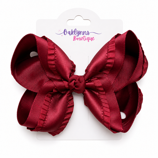 Burgundy Boutique Hair Bow Ruffle