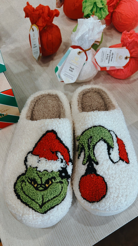 Grinch slippers - Cajun Cuties & Co