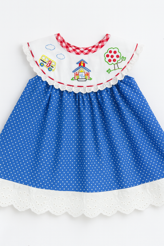 Back to School Smocked Dress – Hand Embroidered