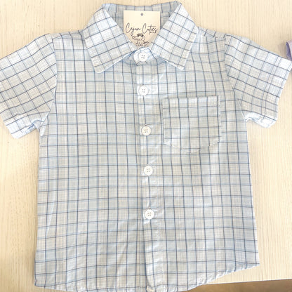 Blue Plaid Button Up Toddler Shirt - Cajun Cuties & Co