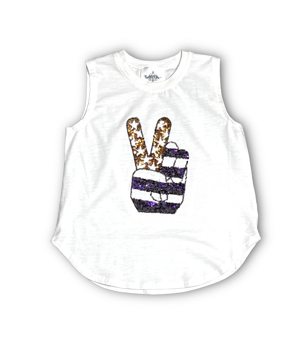 Peace Out Sequin Kid Tank
