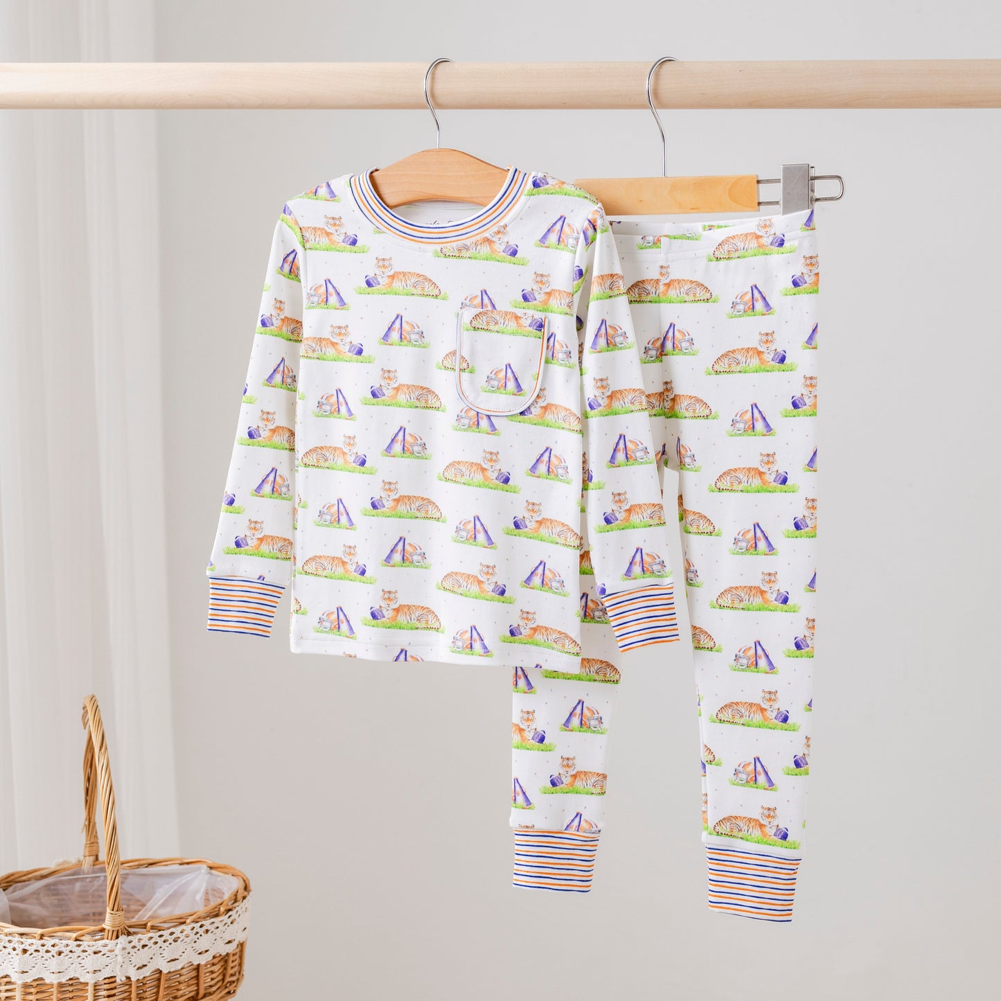 Blue Tiger Mascot Mania Organic Cotton Kids Pajamas