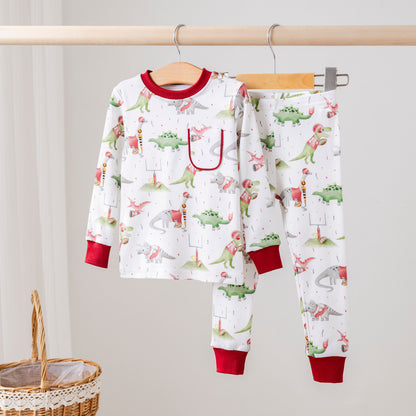 Maroon Dinos All-Stars Organic Cotton Kids Pajamas