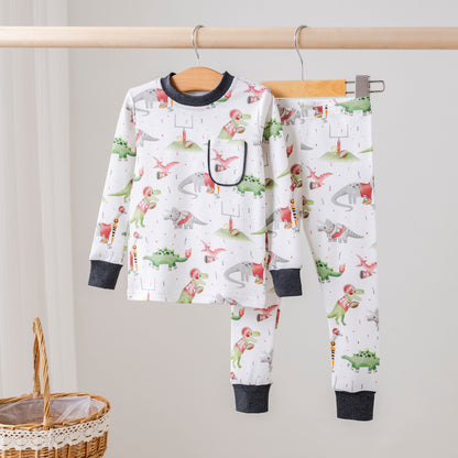 Black & Red Dinos All-Stars Organic Cotton Kids Pajamas