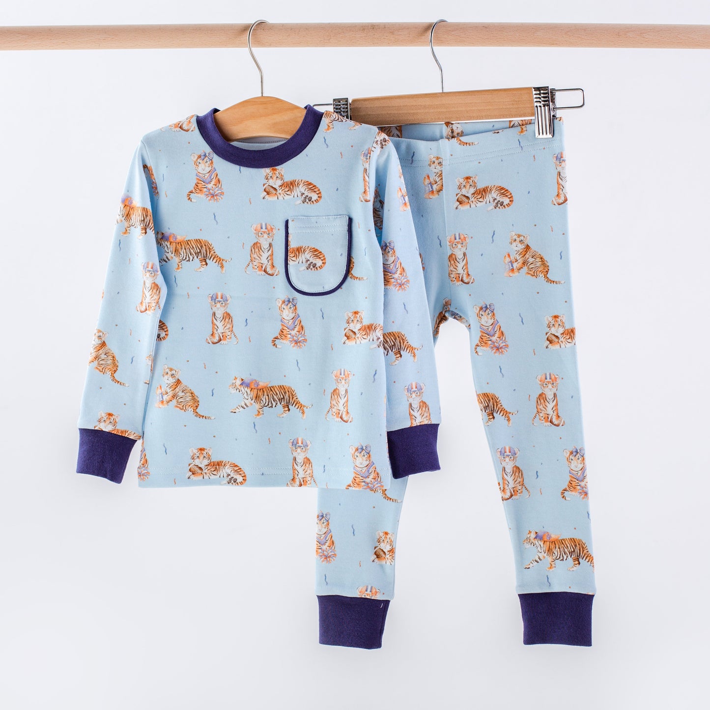 MVC: Blue Tigers Organic Cotton Kids Pajamas