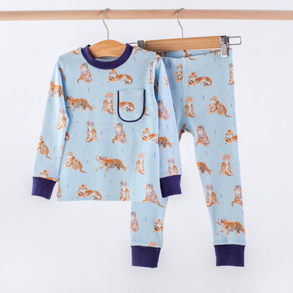 MVC: Blue Tigers Organic Cotton Kids Pajamas