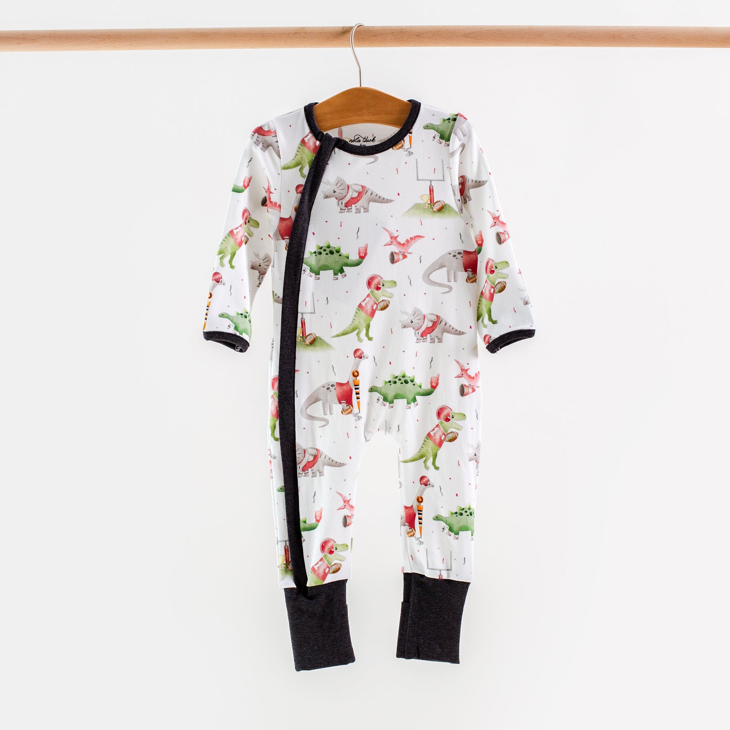 Black & Red Dinos All-Stars Organic Cotton Kids Pajamas