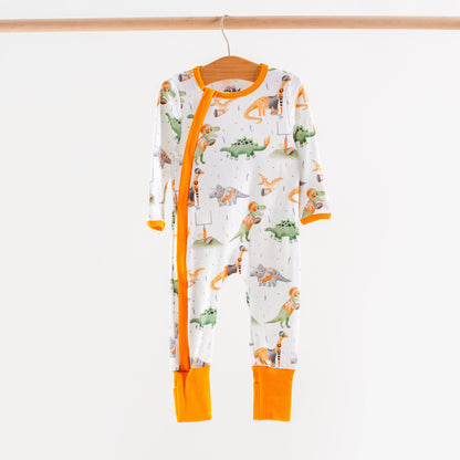 Light Orange Dinos All-Stars Organic Cotton Kids Pajamas