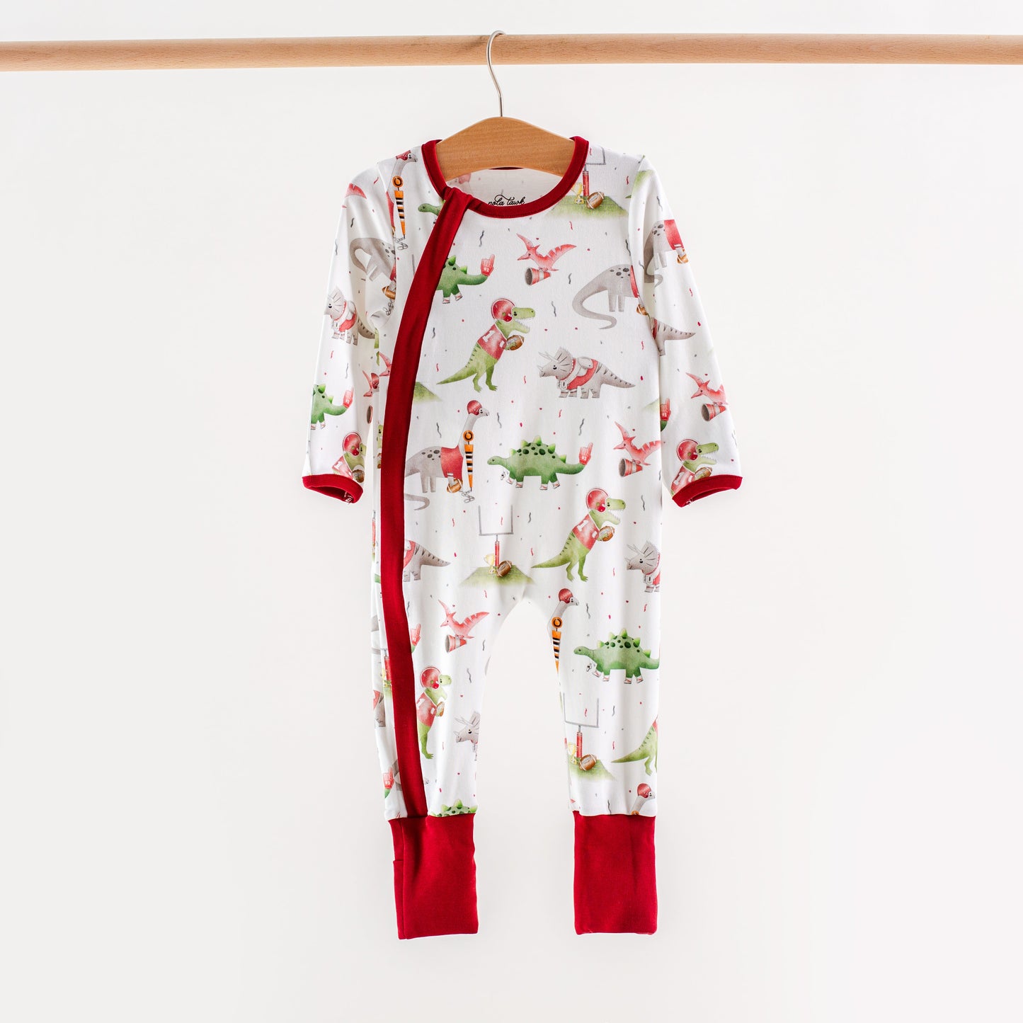 Maroon Dinos All-Stars Organic Cotton Kids Pajamas